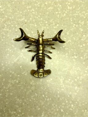 Vintage brass lobster pen holder